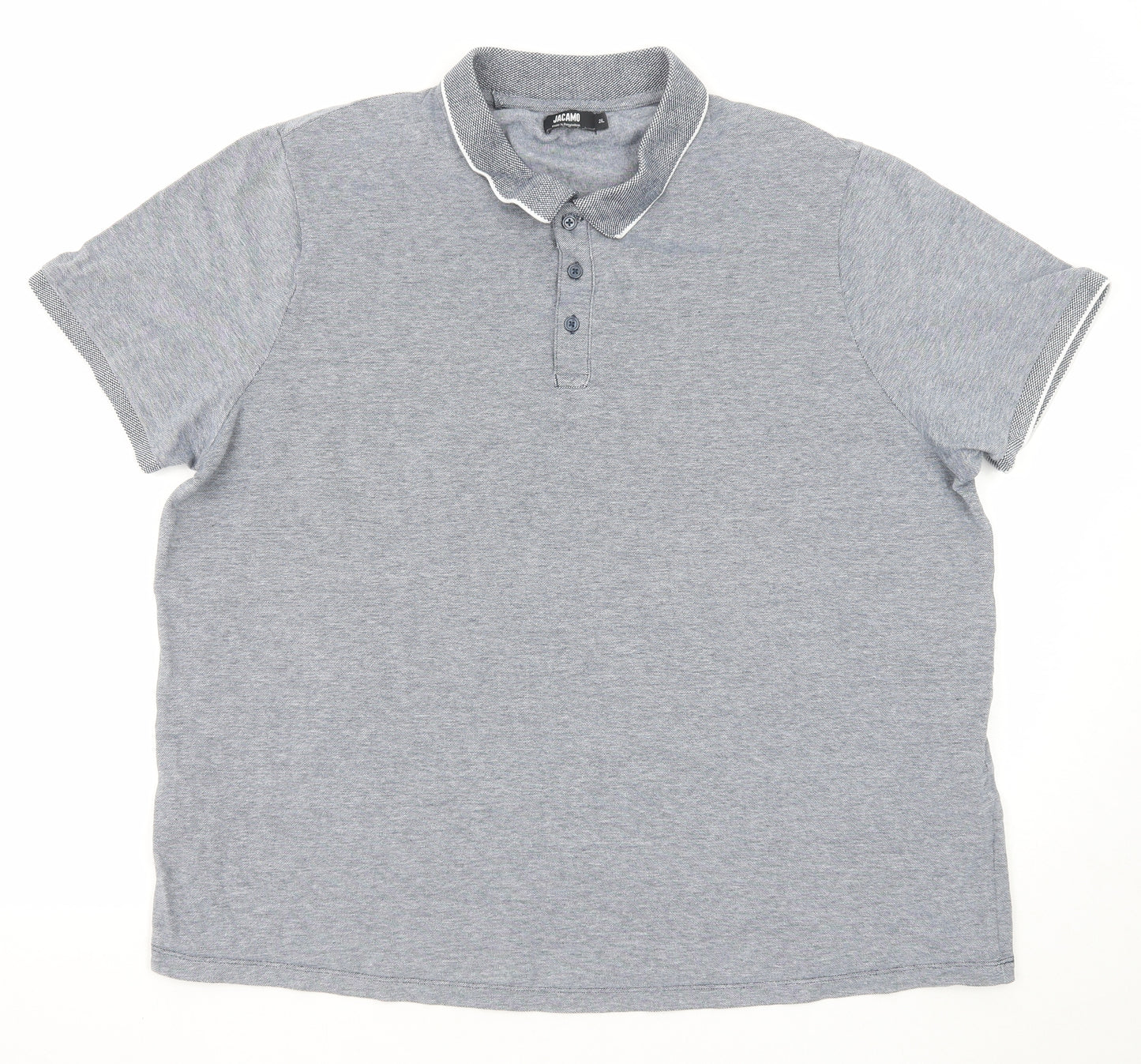 Jacamo Mens Grey Cotton Polo Size 2XL Collared Button