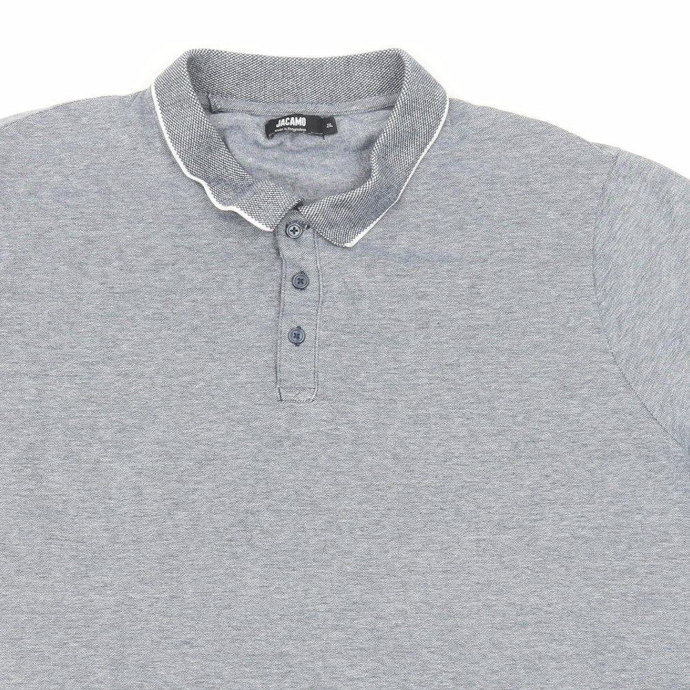 Jacamo Mens Grey Cotton Polo Size 2XL Collared Button