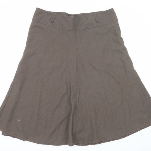 Marks and Spencer Womens Brown Wool Swing Skirt Size 16 Zip