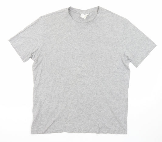 Mango Mens Grey Cotton T-Shirt Size XL Round Neck