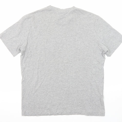 Mango Mens Grey Cotton T-Shirt Size XL Round Neck