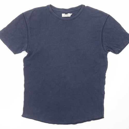 Topman Mens Blue Cotton T-Shirt Size M Round Neck