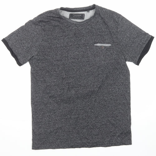 Denim & Flower Mens Grey Cotton T-Shirt Size M Round Neck