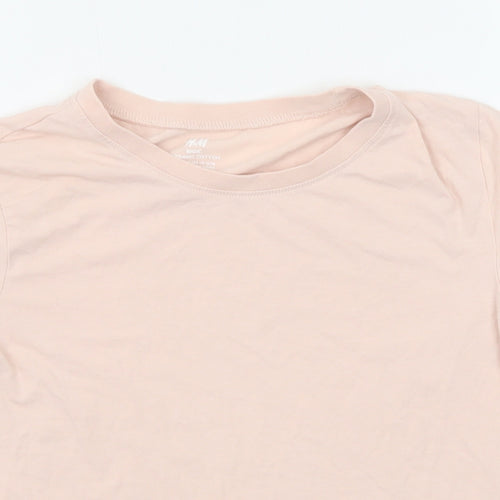 H&M Girls Pink Cotton Basic T-Shirt Size 12-13 Years Round Neck Pullover