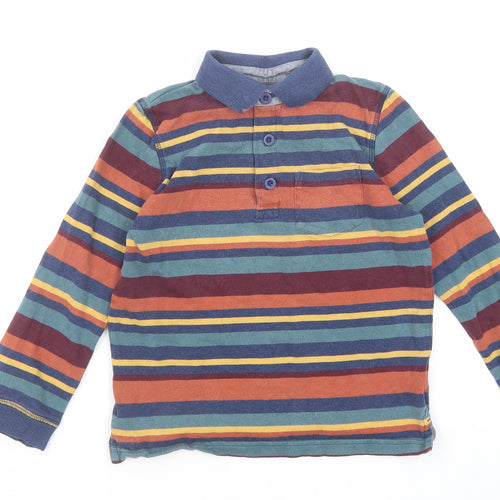 John Lewis Boys Multicoloured Striped Cotton Basic Polo Size 7 Years Collared Button