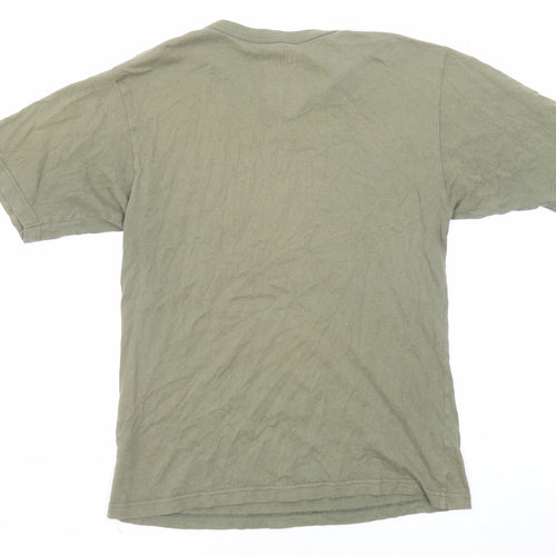 Aem Kei Mens Green Cotton T-Shirt Size M Round Neck