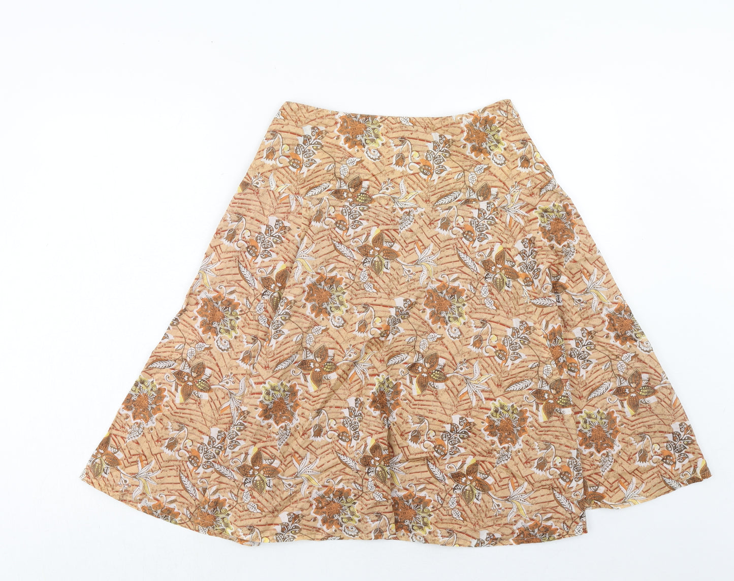 Mexx Womens Orange Geometric Cotton Swing Skirt Size 8 Zip