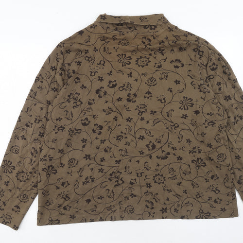 Lands' End Womens Brown Floral Cotton Pullover Sweatshirt Size XL Pullover