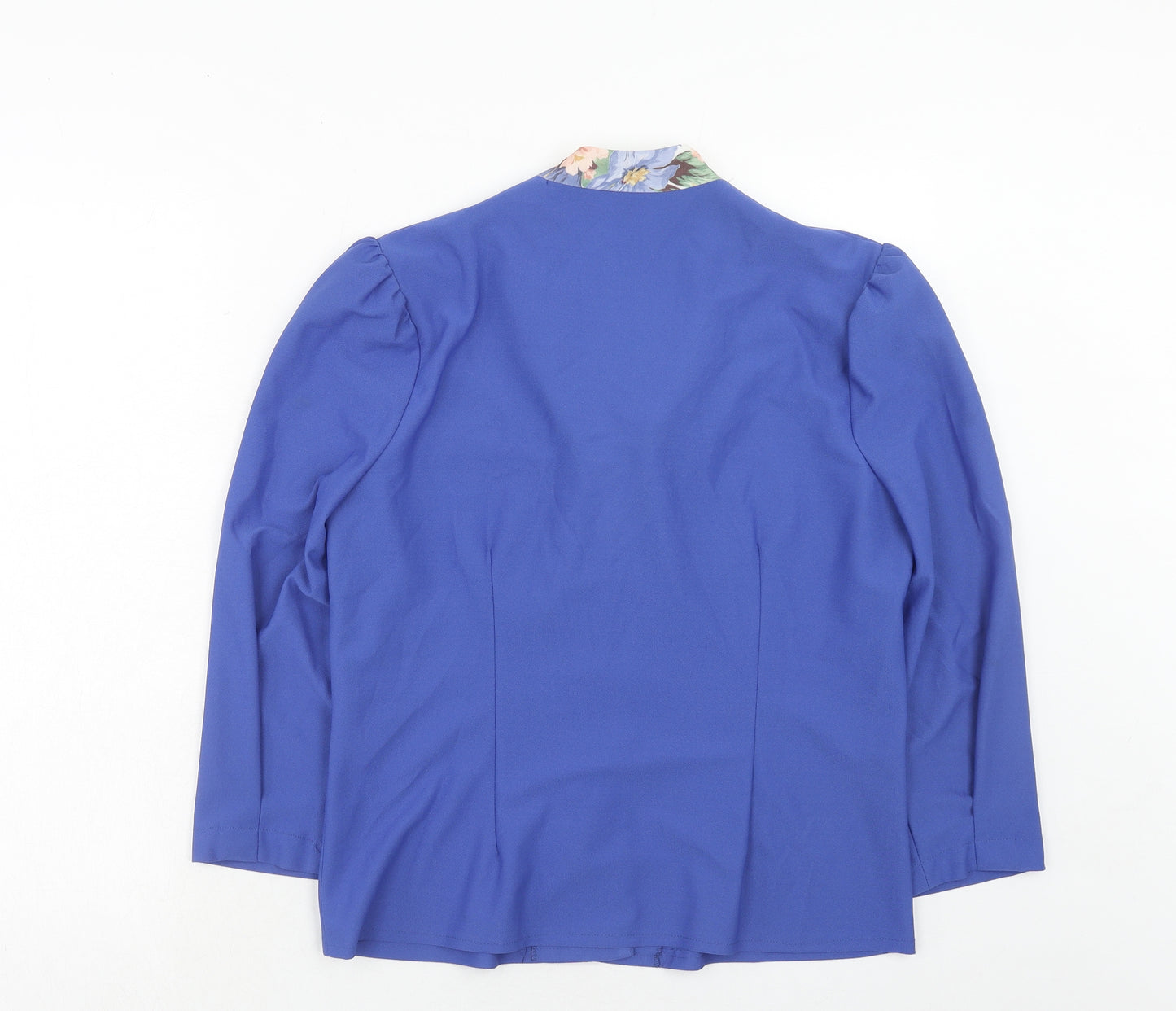 Hamells Womens Blue Floral Jacket Blazer Size 14 Button