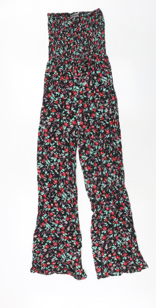 Red Chilli Womens Multicoloured Floral Viscose Jumpsuit One-Piece Size 8 Pullover
