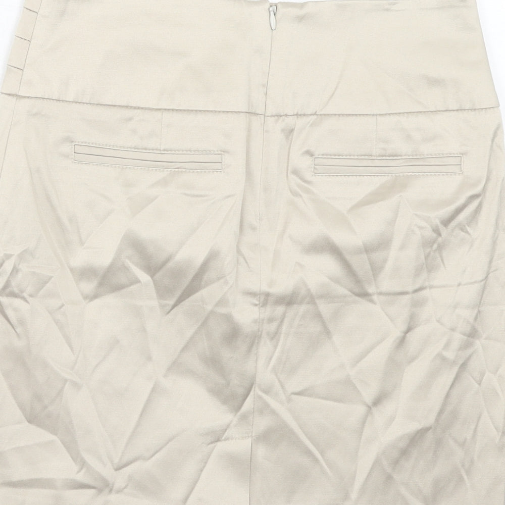 FOREVER 21 Womens Beige Cotton A-Line Skirt Size S Zip