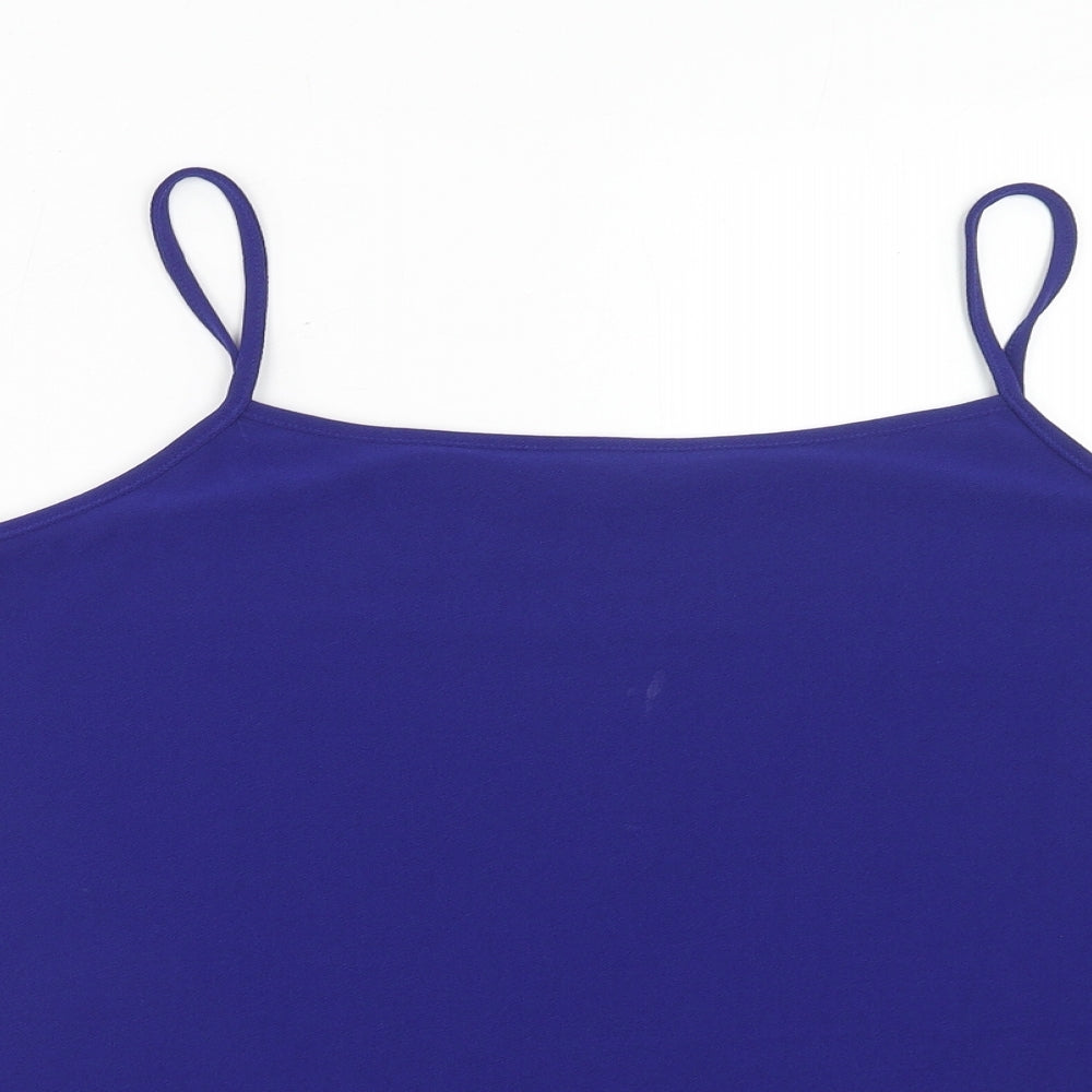Label Be Womens Blue Polyester Camisole Tank Size 16 Square Neck - Scallop Trim