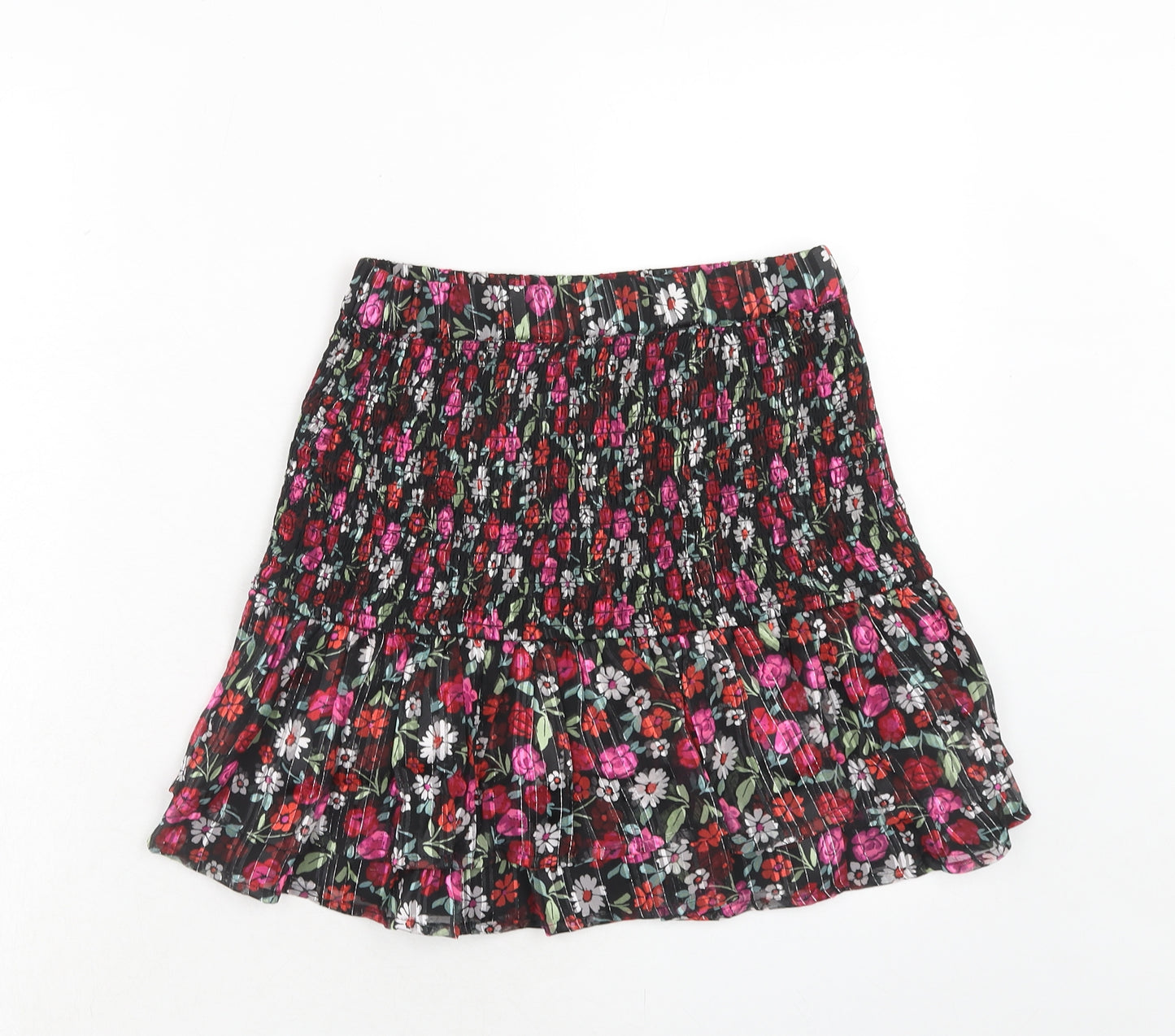 Marks and Spencer Girls Pink Floral Polyester A-Line Skirt Size 12-13 Years Regular Pull On