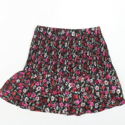 Marks and Spencer Girls Pink Floral Polyester A-Line Skirt Size 12-13 Years Regular Pull On