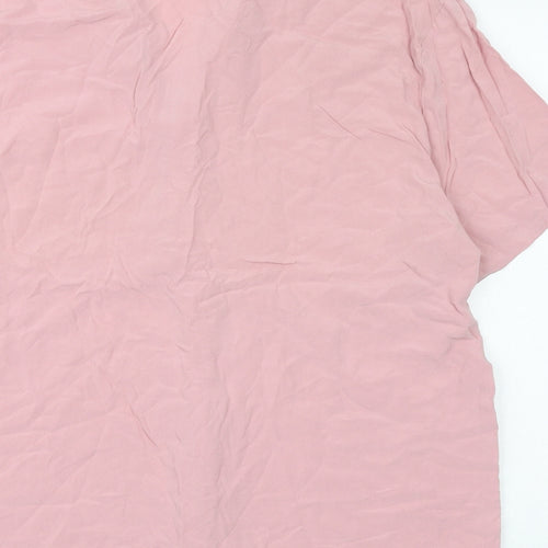 ASOS Mens Pink Viscose Button-Up Size M Collared Button
