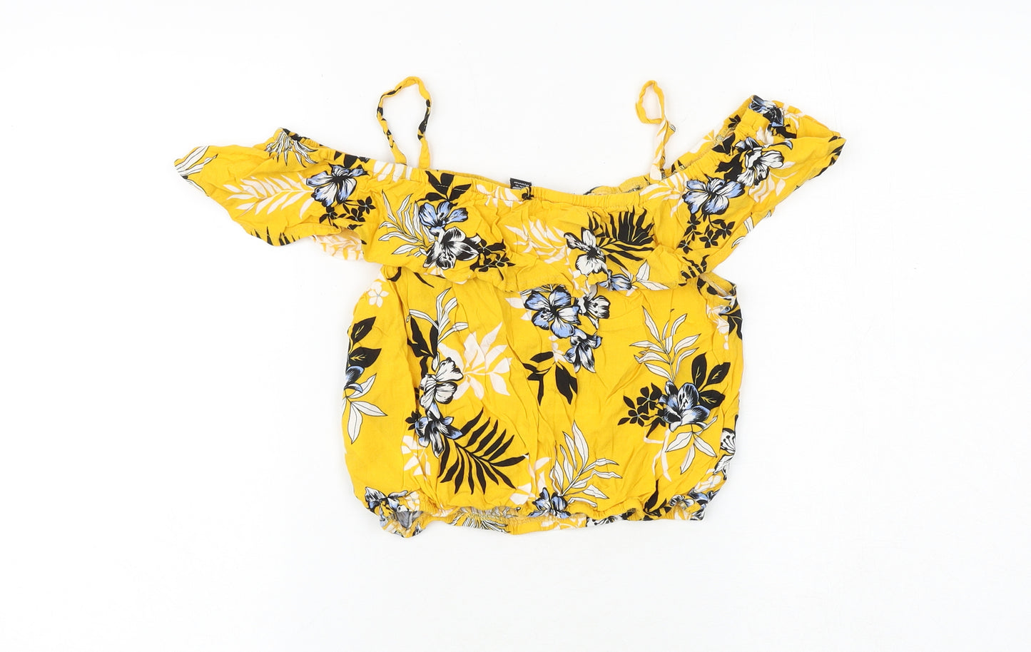 New Look Girls Yellow Floral Viscose Pullover Blouse Size 13 Years Off the Shoulder Pullover