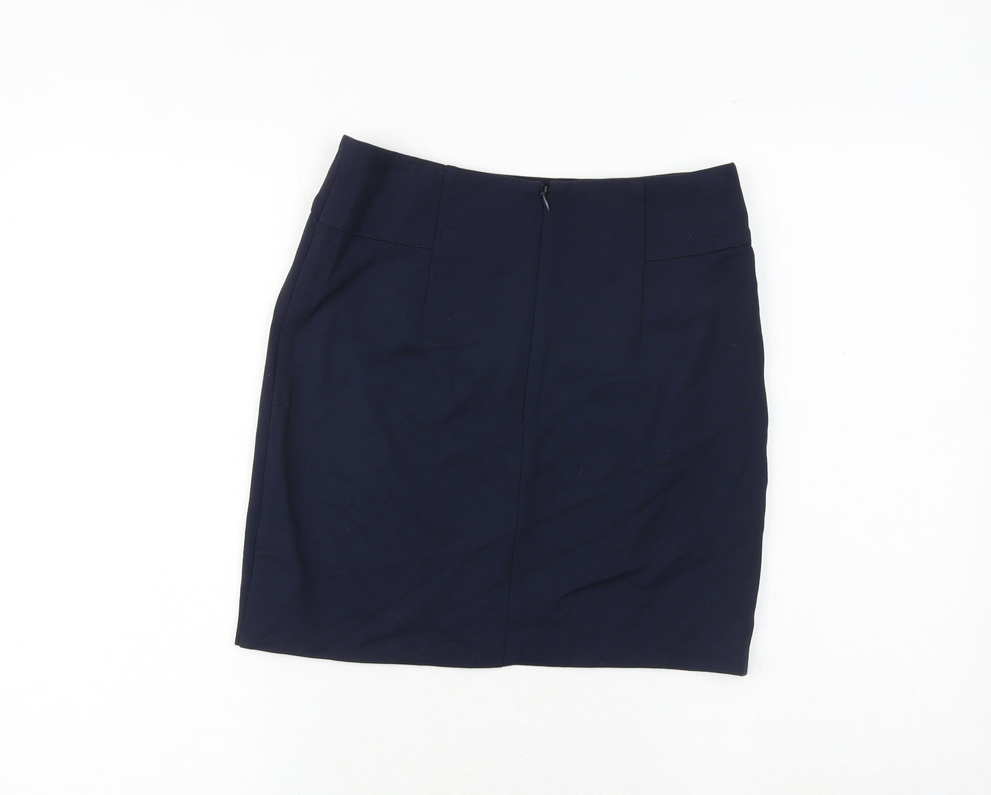 John Lewis Womens Blue Polyester A-Line Skirt Size 8 Zip