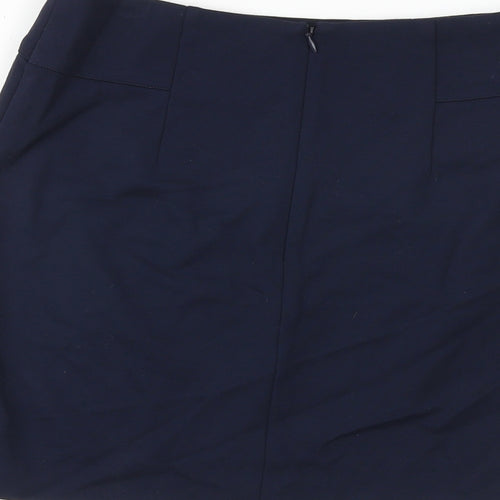 John Lewis Womens Blue Polyester A-Line Skirt Size 8 Zip