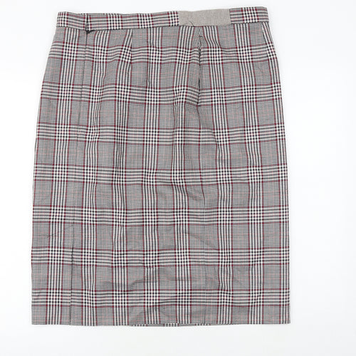 Jaeger Womens Multicoloured Plaid Wool Straight & Pencil Skirt Size 18 Zip