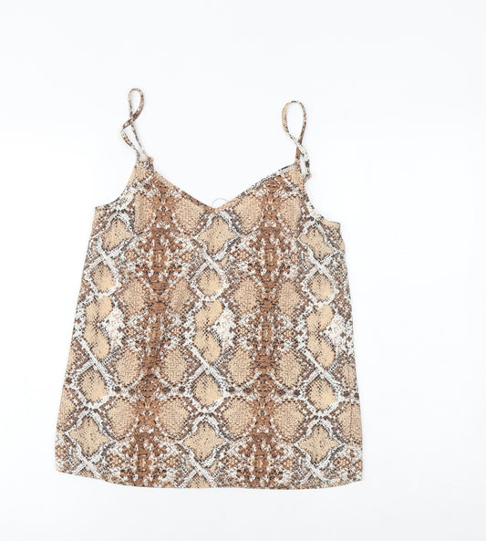 Marks and Spencer Womens Brown Animal Print Polyester Camisole Tank Size 6 V-Neck - Snake Print