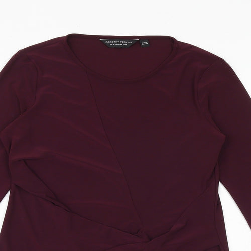Dorothy Perkins Womens Red Polyester Basic T-Shirt Size 12 Boat Neck - Front Detail