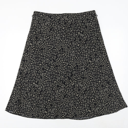 Marks and Spencer Womens Black Geometric Polyester Swing Skirt Size 16