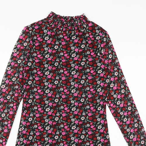 Marks and Spencer Girls Pink Floral Polyester A-Line Size 11-12 Years Mock Neck Pullover