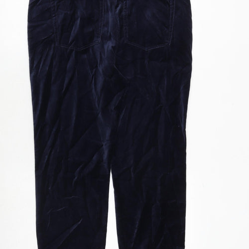 Marks and Spencer Womens Blue Cotton Trousers Size 16 Regular Zip - Cigarette Style