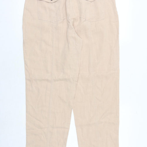 Per Una Womens Pink Flax Trousers Size 12 Extra-Slim Zip