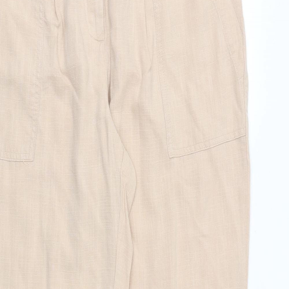Per Una Womens Pink Flax Trousers Size 12 Extra-Slim Zip