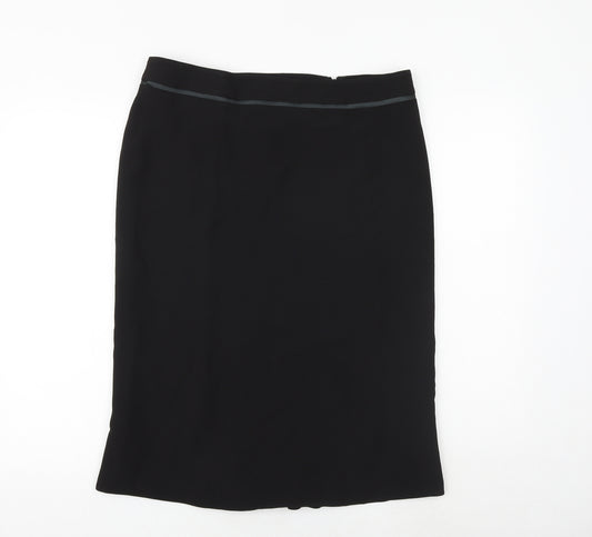 Max Mara Womens Black Viscose Straight & Pencil Skirt Size 14 Zip