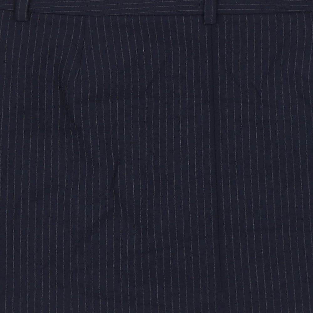 Marks and Spencer Womens Blue Striped Polyester A-Line Skirt Size 14 Zip