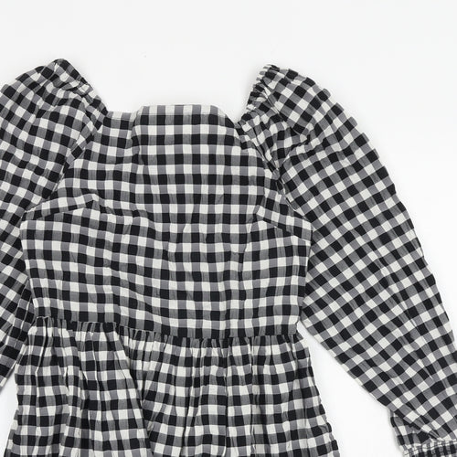 Marks and Spencer Girls Black Check Polyester A-Line Size 11-12 Years Square Neck Pullover