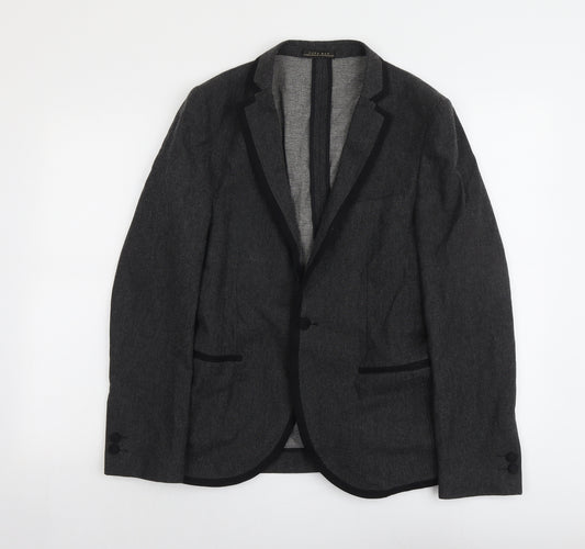 Zara Mens Grey Cotton Jacket Blazer Size 36 Regular