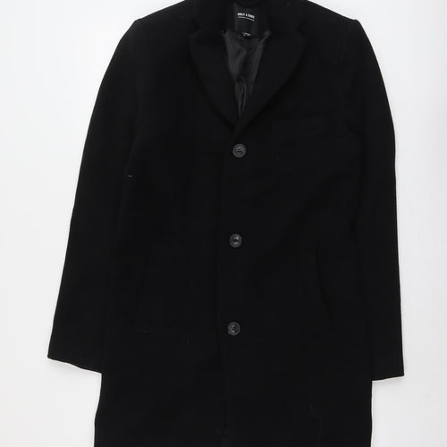 ONLY & SONS Womens Black Overcoat Coat Size S Button