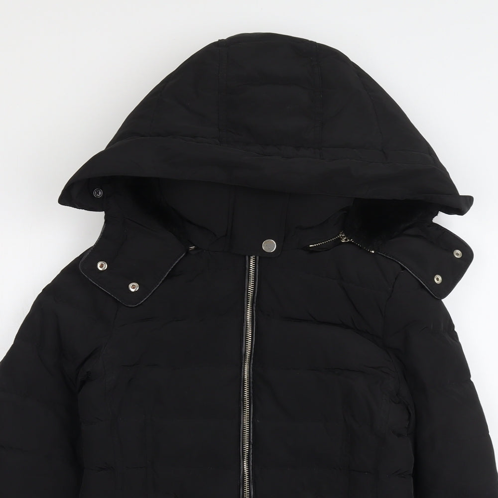 Zara Womens Black Puffer Jacket Jacket Size XS Zip