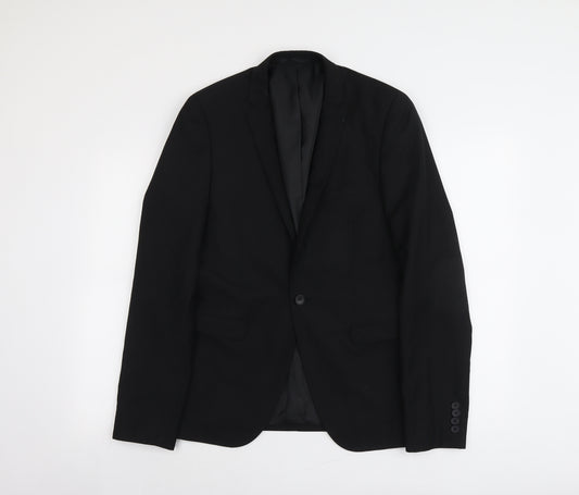 Burton Mens Black Polyester Jacket Suit Jacket Size 38 Regular