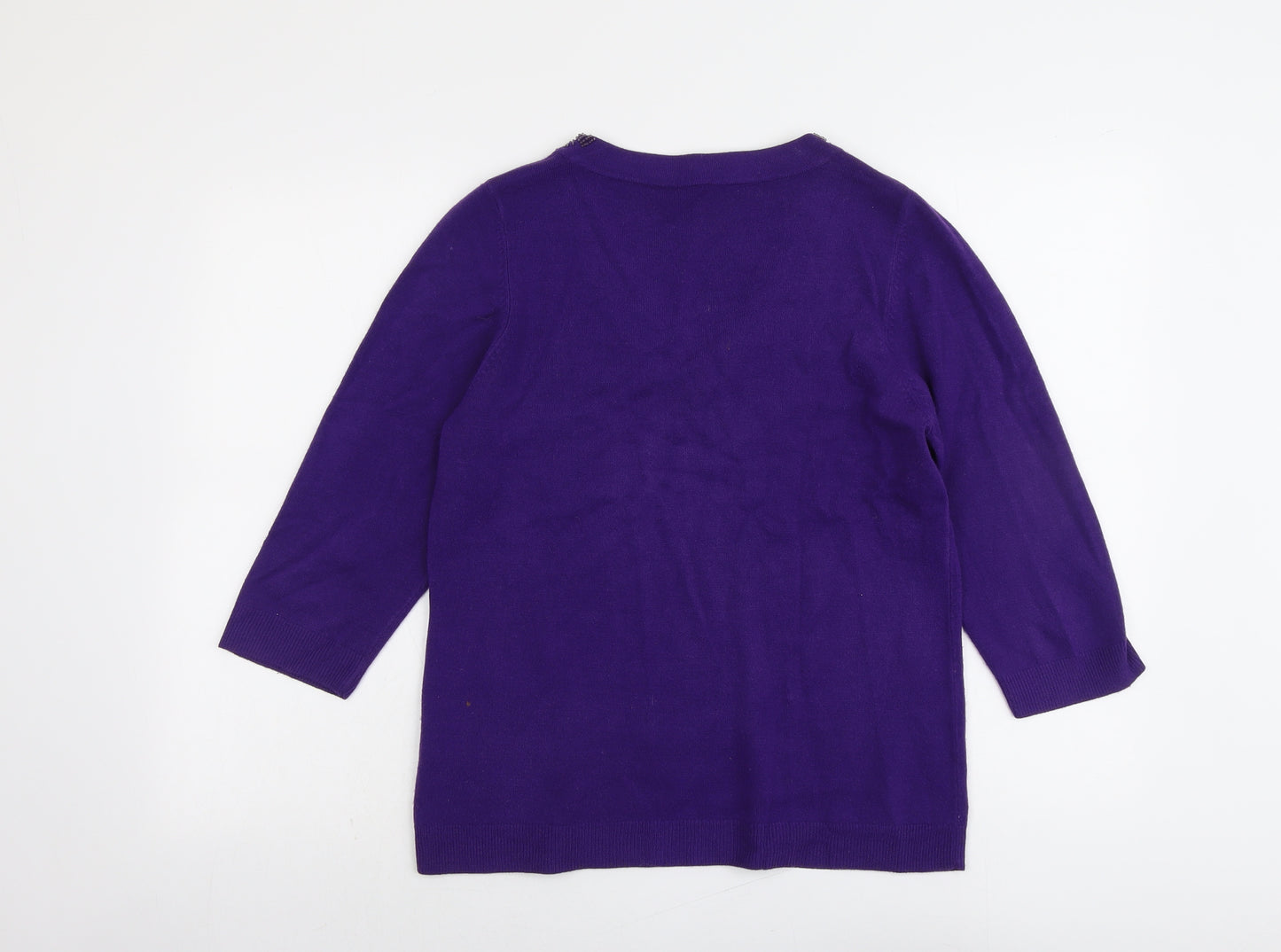 BHS Womens Purple V-Neck Acrylic Pullover Jumper Size 14