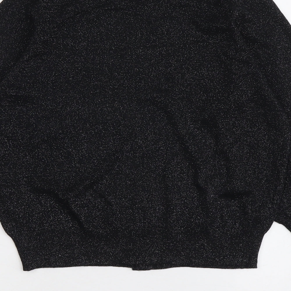 Marks and Spencer Womens Black Round Neck Viscose Cardigan Jumper Size 10