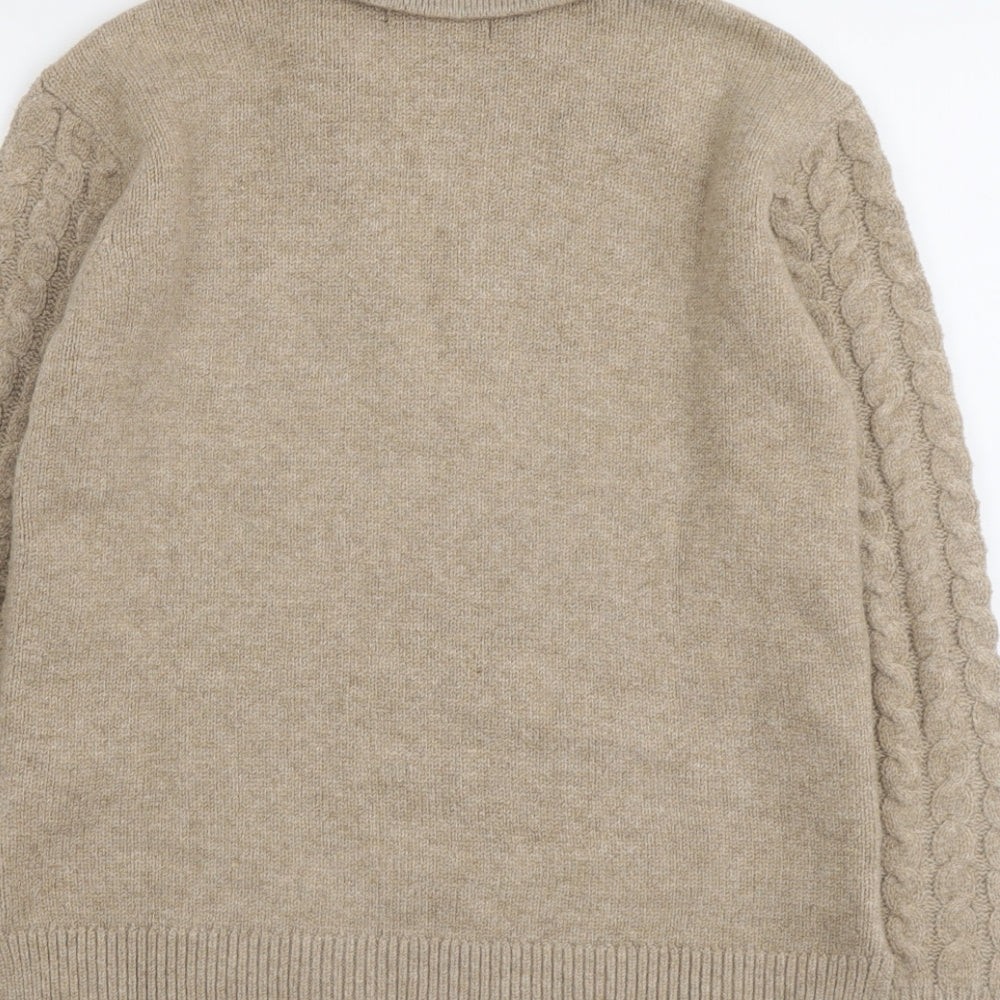 Marks and Spencer Womens Beige Collared Acrylic Pullover Jumper Size XS