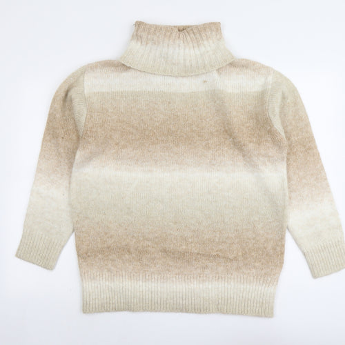 Marks and Spencer Womens Beige Roll Neck Acrylic Pullover Jumper Size XL