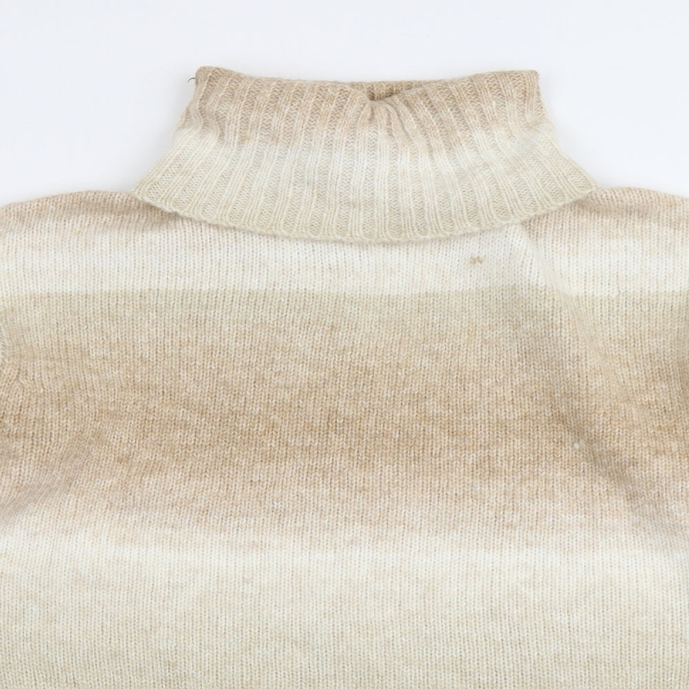 Marks and Spencer Womens Beige Roll Neck Acrylic Pullover Jumper Size XL