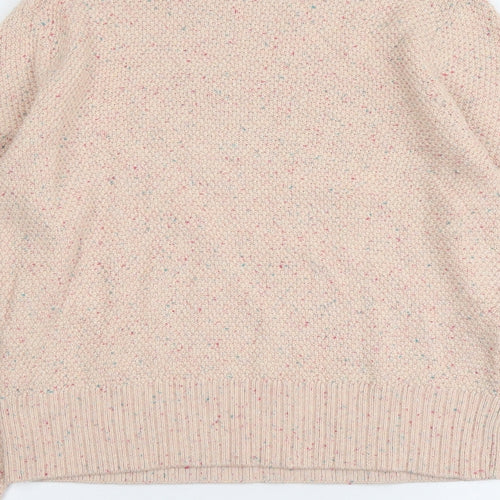 Marks and Spencer Womens Pink Round Neck Cotton Pullover Jumper Size 14