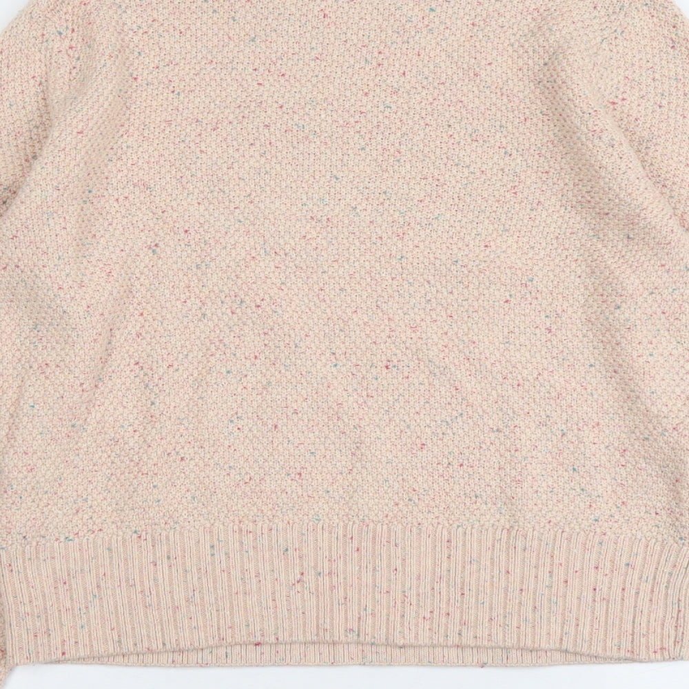 Marks and Spencer Womens Pink Round Neck Cotton Pullover Jumper Size 14