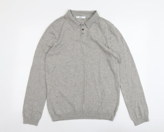 find. Mens Grey Collared Acrylic Pullover Jumper Size M Long Sleeve