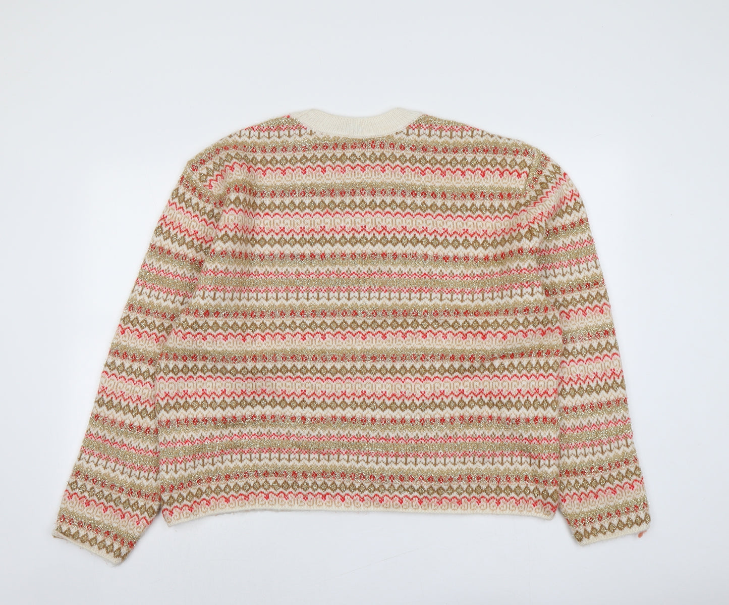 Marks and Spencer Womens Multicoloured Round Neck Geometric Acrylic Pullover Jumper Size L