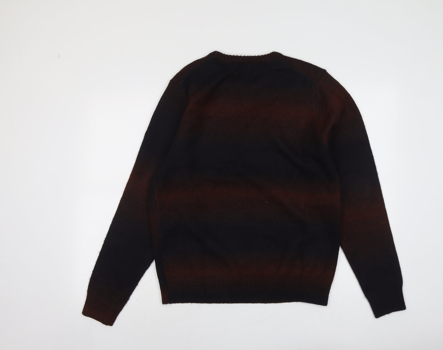 Marks and Spencer Mens Brown Round Neck Geometric Acrylic Pullover Jumper Size M Long Sleeve - Colourblock