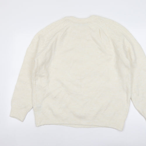 Marks and Spencer Womens Ivory Round Neck Acrylic Pullover Jumper Size L