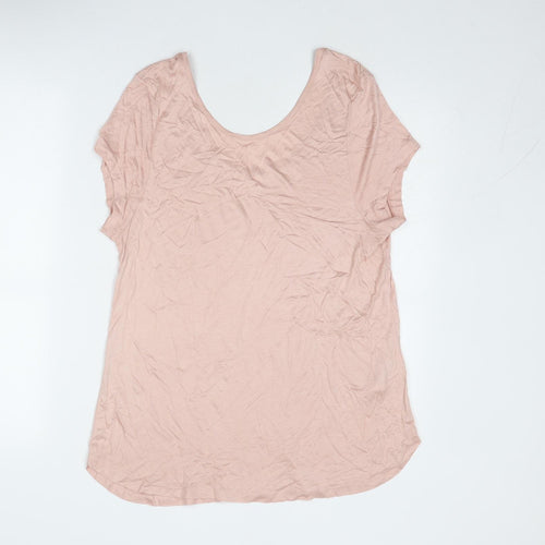 Body Flirt Womens Pink Viscose Basic T-Shirt Size M Scoop Neck