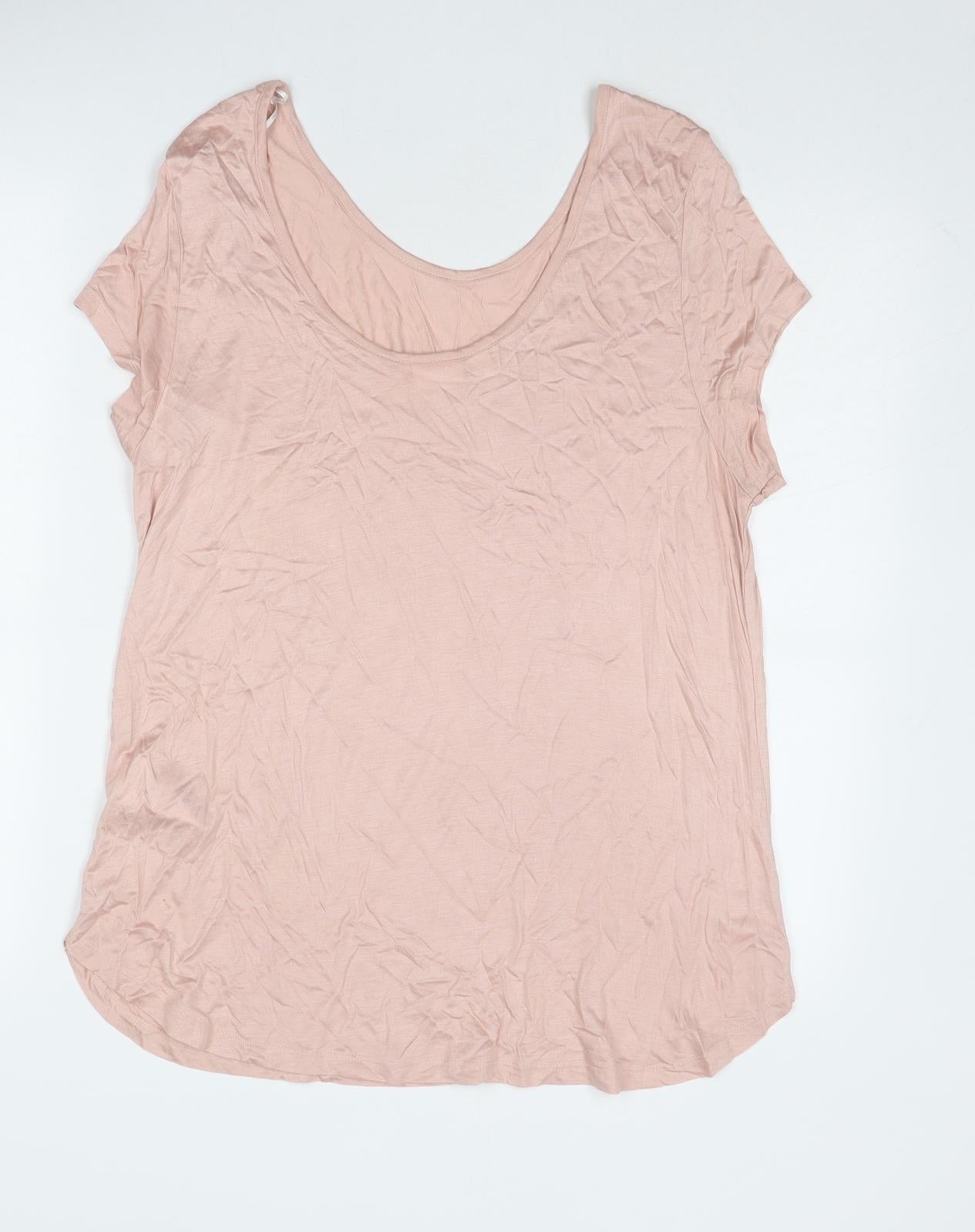 Body Flirt Womens Pink Viscose Basic T-Shirt Size M Scoop Neck